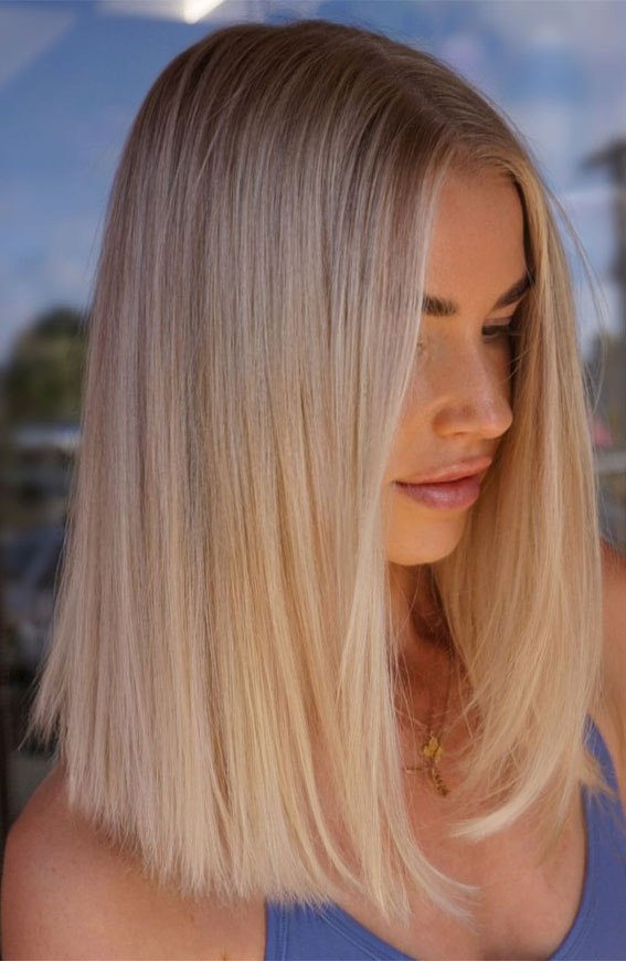 Softly Layered Champagne Blonde Lob — Winter Lob Haircuts