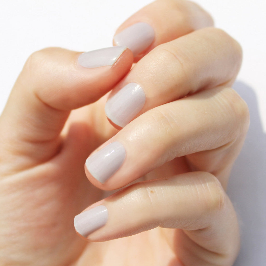 Pale Gray Glossy Short Square Nails — Winter Nail Colors for Women Over 70
