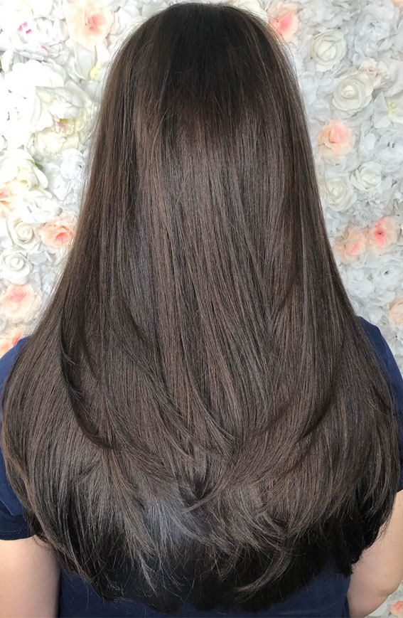 Solid Espresso Mid-Back Layers Solid Espresso Mid-Back Layers — Espresso Brown Hair