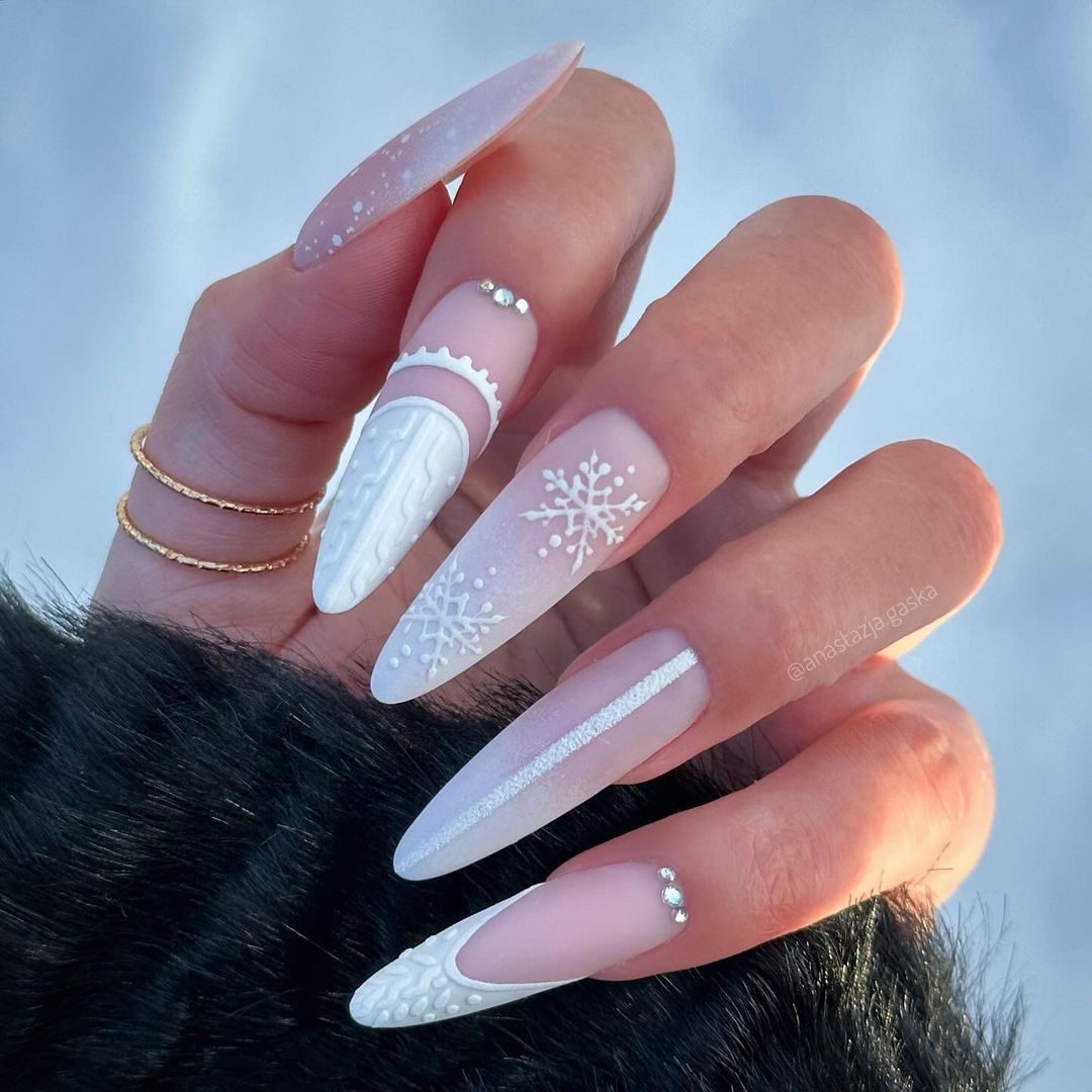 Winter Snowflake Stiletto Nails Winter Snowflake Stiletto Nails — Fall to Winter Nails