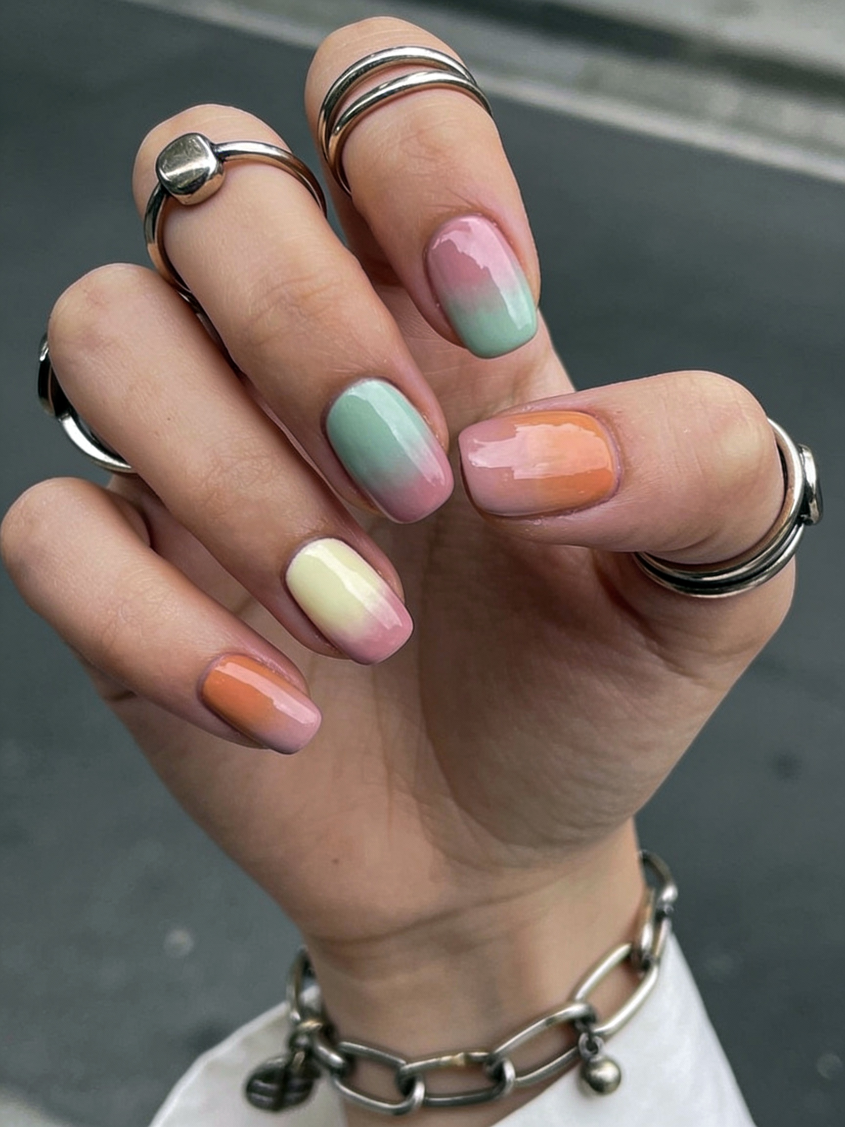 Vibrant Ombre Squoval Nails Vibrant Ombre Squoval Nails — Winter to Spring Transition Nails