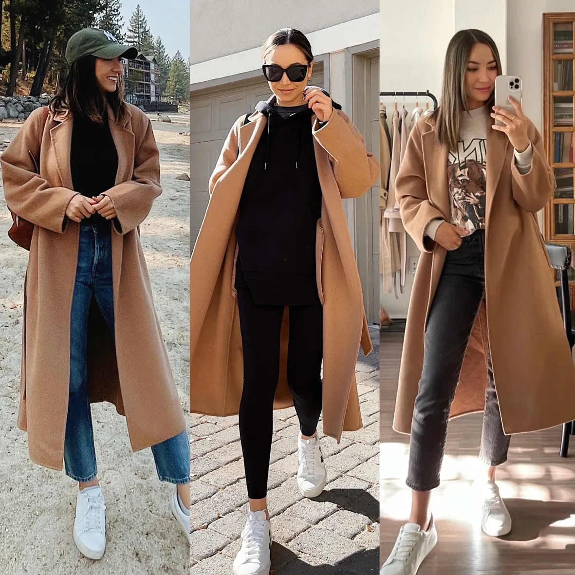 Camel Coat with Jeans and Sneakers Camel Coat with Jeans and Sneakers — Camel Coat Outfits