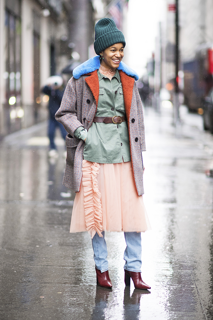 Teal Beanie with Tulle Skirt and Burgundy Boots Teal Beanie with Tulle Skirt and Burgundy Boots — Beanie Outfits