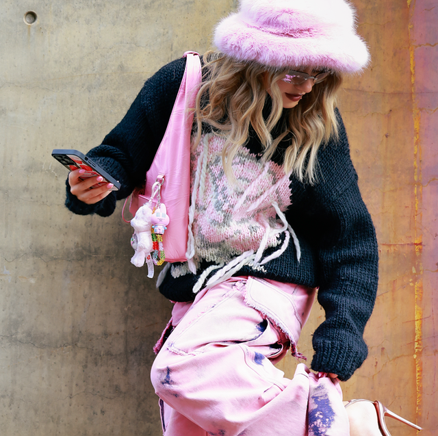 Oversized Knit Sweater Paired with Tie-Dye Pants — Grunge Winter Outfits