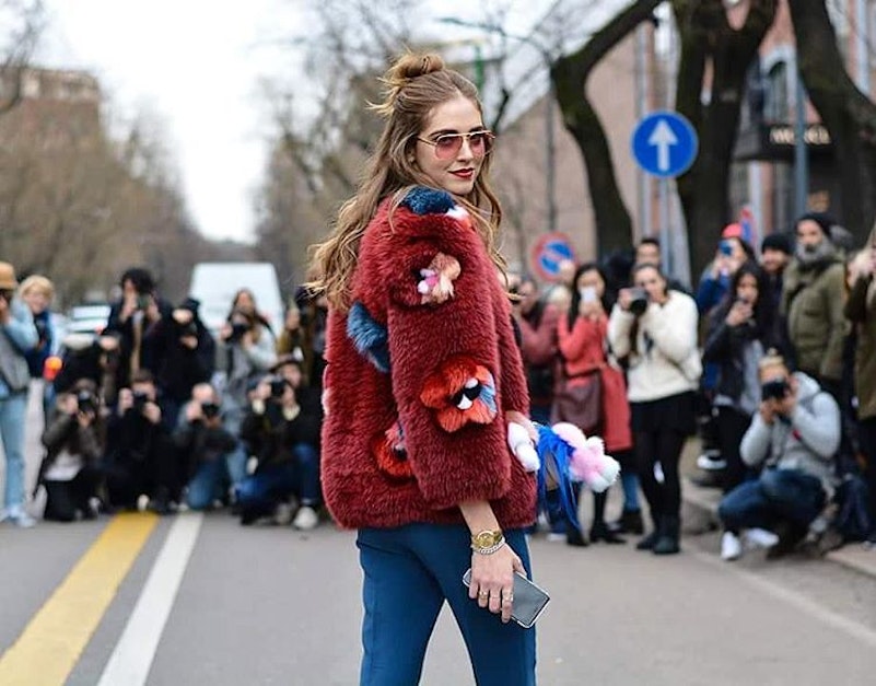 Embellished Faux Fur Coat with Floral Accents — Italy Winter Outfits