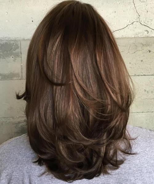Layered Lob Back View Volume Layered Lob Back View Volume — Winter Haircuts for Thick Hair