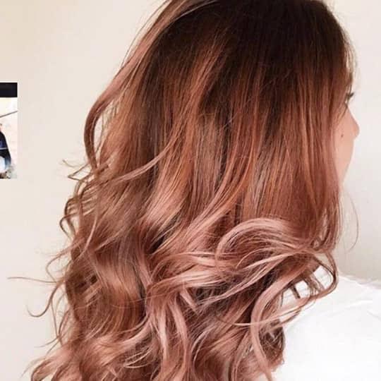 Rose Gold to Blonde Shoulder Length Waves Rose Gold to Blonde Shoulder Length Waves — Winter Ombre Hair