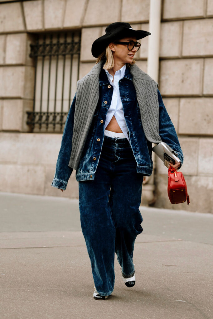 Denim Jacket and Draped Sweater for Layered Western Style Denim Jacket and Draped Sweater for Layered Western Style — Western Winter Outfits