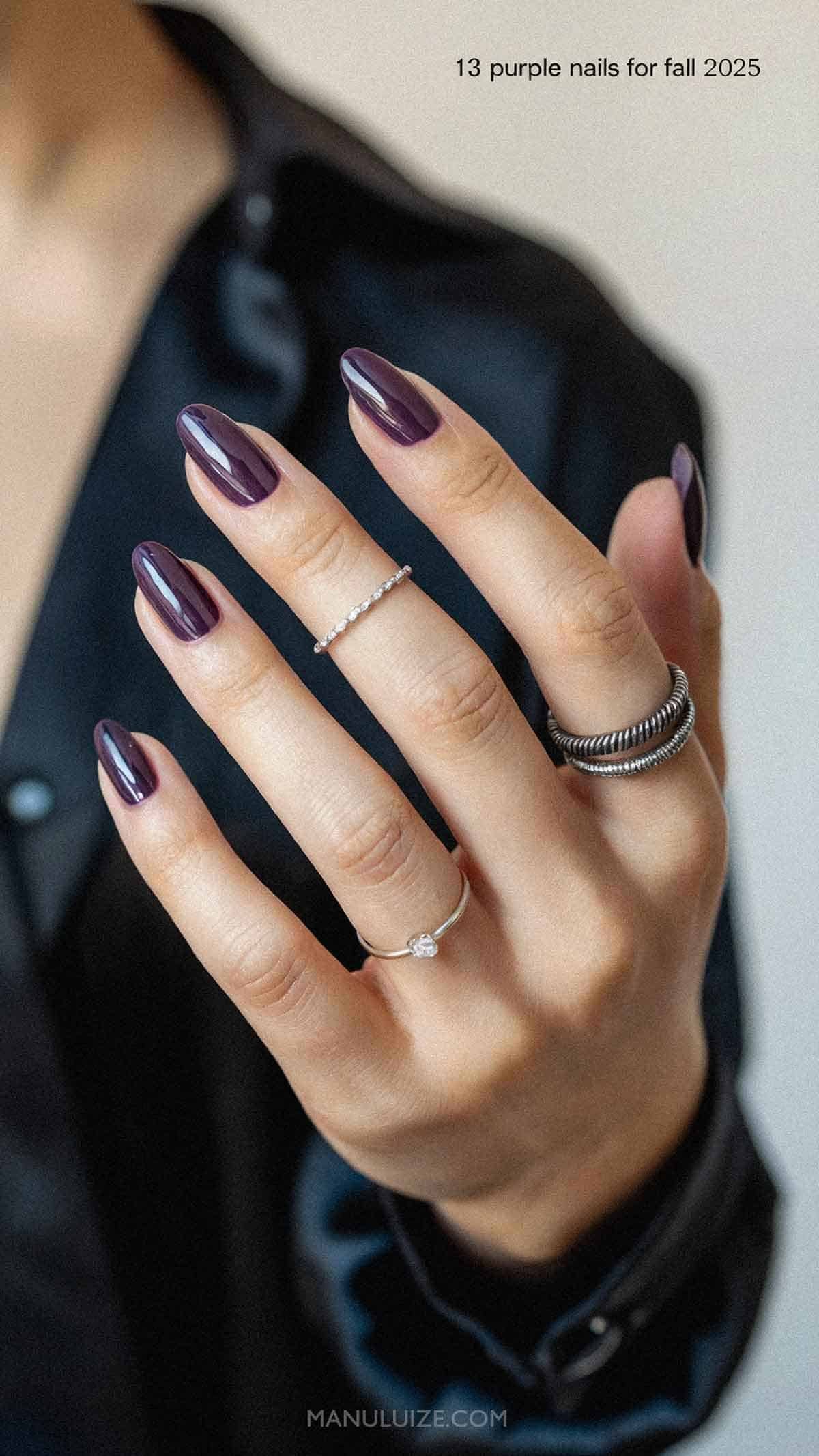 Deep Glossy Plum Oval Nails Deep Glossy Plum Oval Nails — Winter Purple Nails