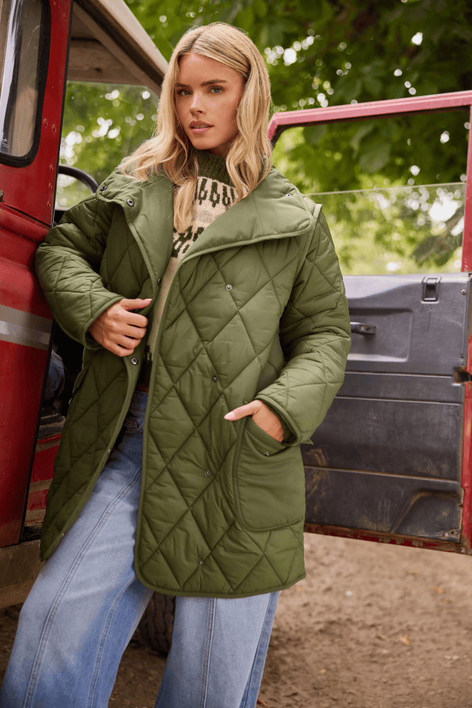 Quilted Coat and Knit Sweater for Outdoor Warmth Quilted Coat and Knit Sweater for Outdoor Warmth — Winter Outfits for Petite Women