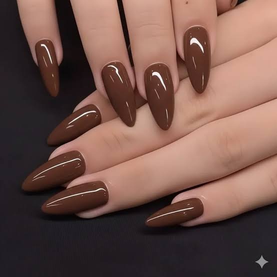Dark Chocolate Almond Elegance Dark Chocolate Almond Elegance — Chocolate Brown Nails