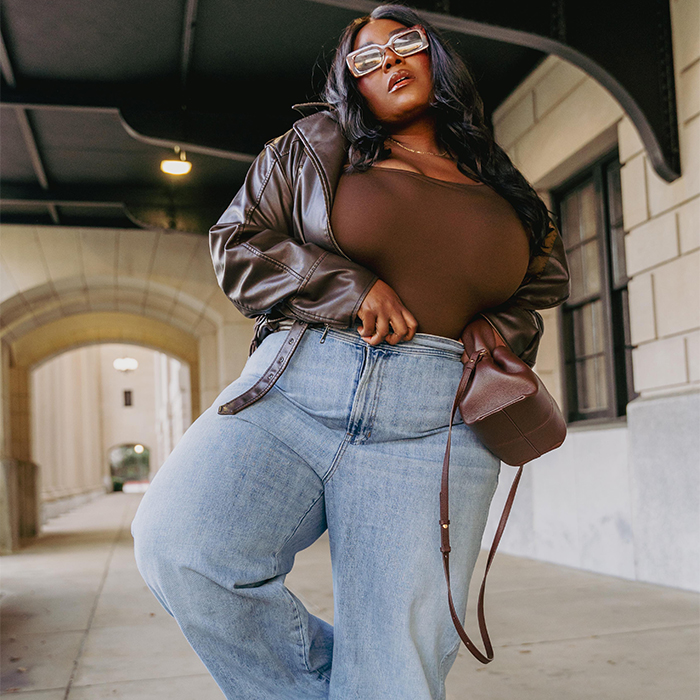Leather Jacket and Wide-Leg Jeans for Effortless Casual Style Leather Jacket and Wide-Leg Jeans for Effortless Casual Style — Winter Outfits for Curvy Women