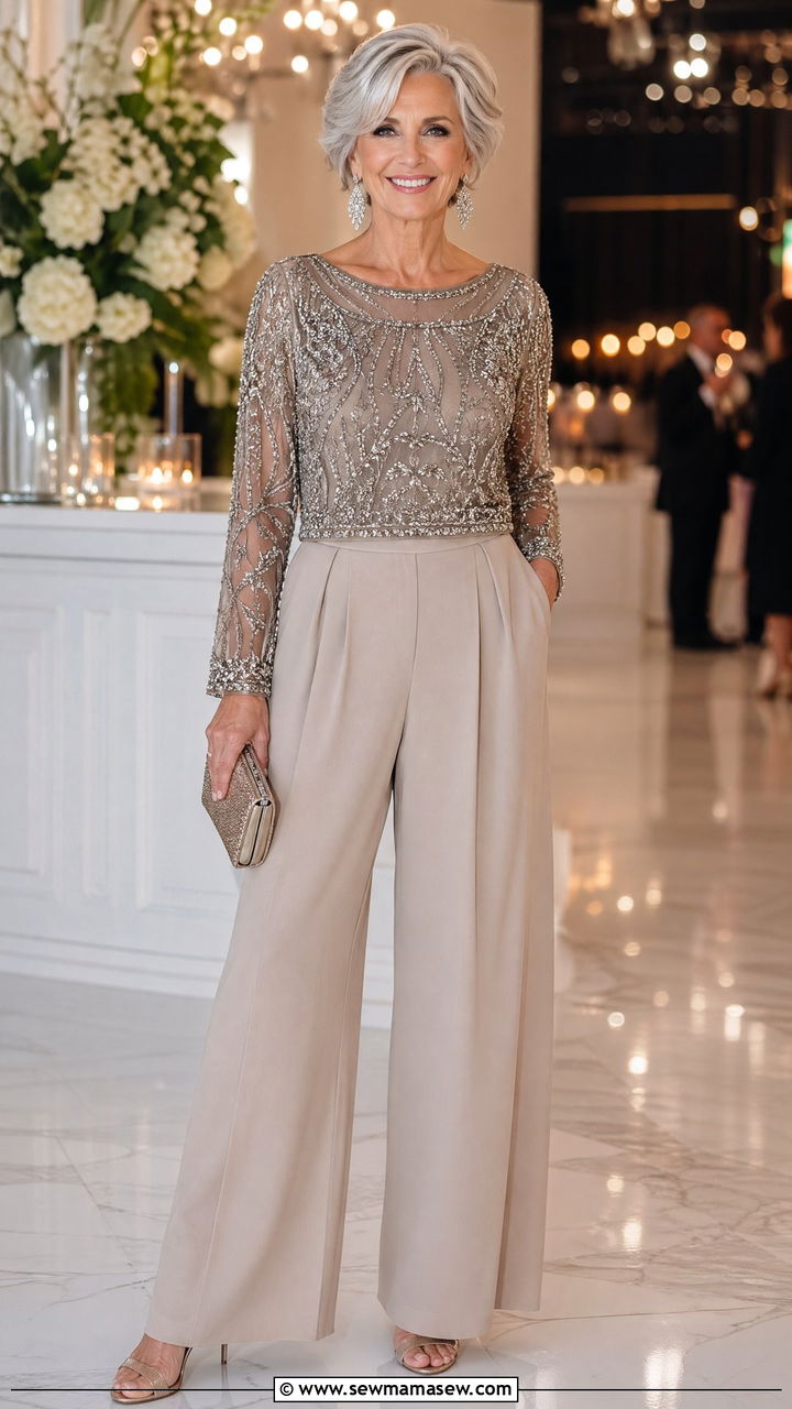 Embellished Champagne Set for Formal Winter Occasions Embellished Champagne Set for Formal Winter Occasions — Winter Outfits for Women Over 60