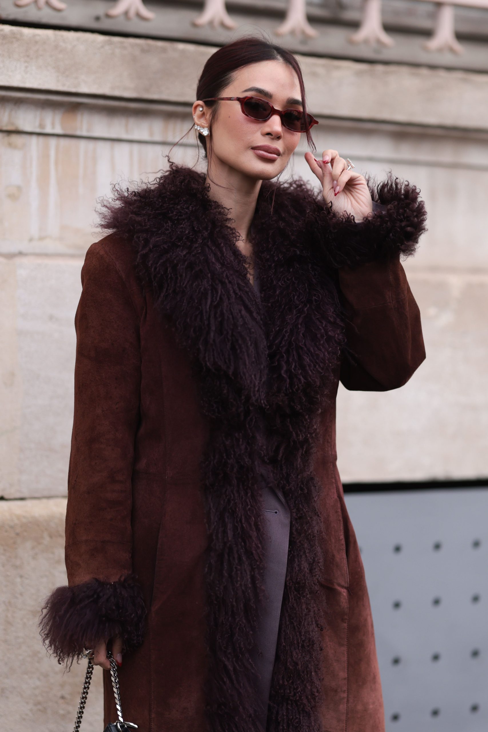 Luxurious Dark Brown Coat with Faux Fur Trim — Winter Coats for Women