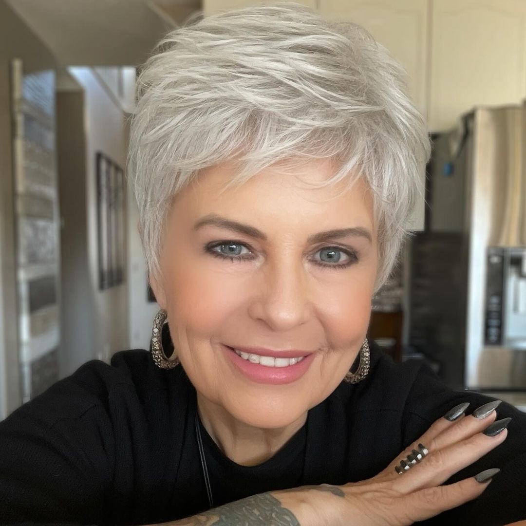 Piecey Silver Blonde Pixie Piecey Silver Blonde Pixie — Winter Haircuts for Thin Hair