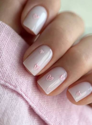 Pale Pink Heart Outline Square Nails Pale Pink Heart Outline Square Nails — classy simple nail designs