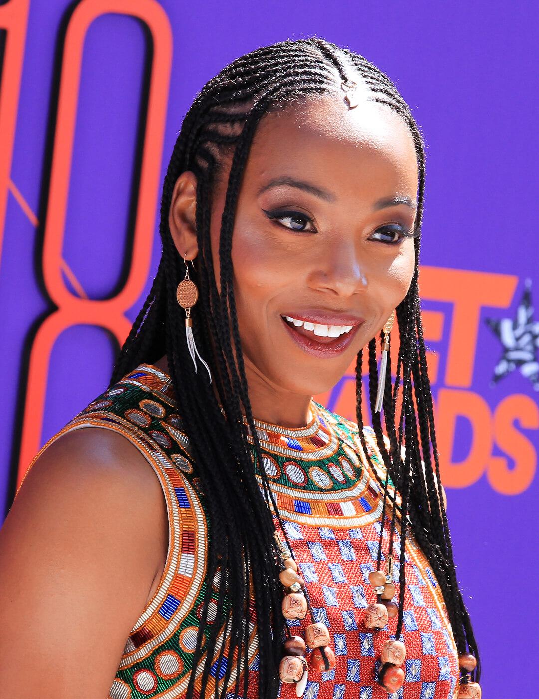Wavy Black Braids With Ornate Jewelry — Winter Braid Colors for Black Women
