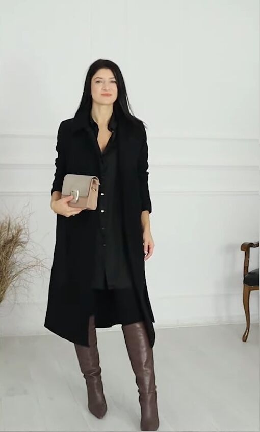 All-Black Outfit with Grey Leather Boots — Riding Boots Outfits