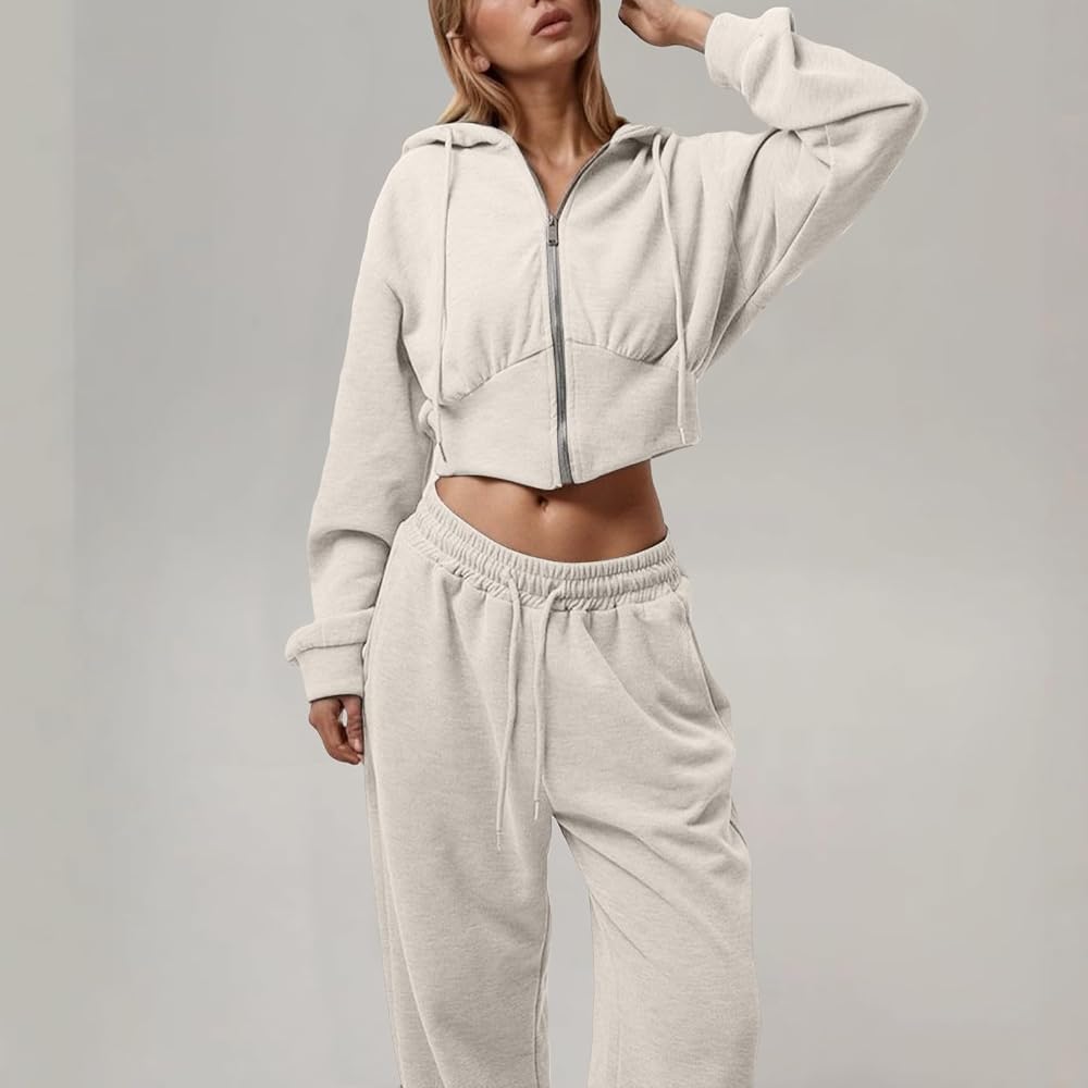 Casual Light Grey Fleece Sweatsuit for Y2K Loungewear Casual Light Grey Fleece Sweatsuit for Y2K Loungewear — Y2K Winter Outfits