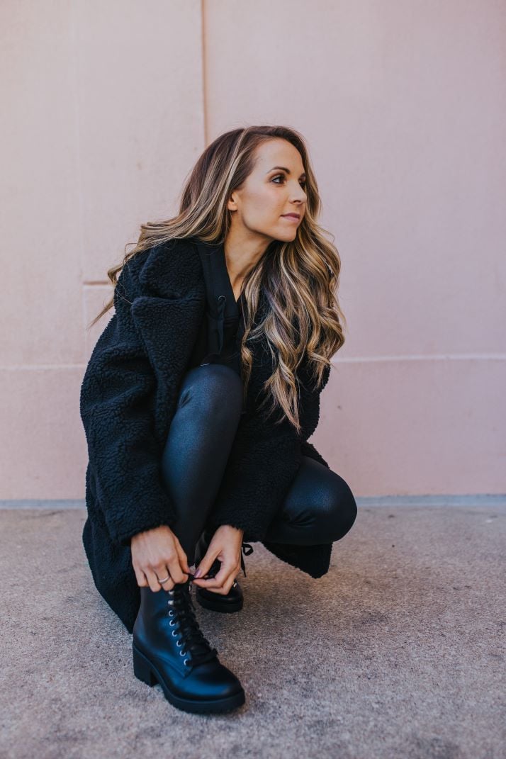 Edgy Athleisure with Studded Boots and Camo Leggings Edgy Athleisure with Studded Boots and Camo Leggings — Combat Boots Outfits