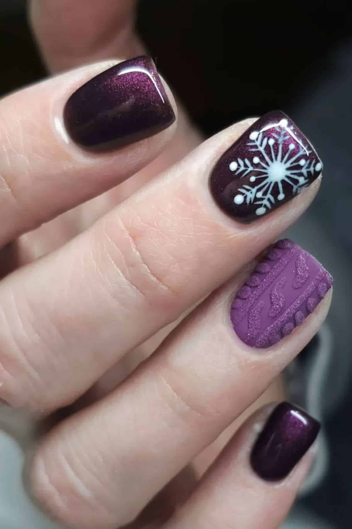 Winter Textured Purple Square Nails Winter Textured Purple Square Nails — Winter Purple Nails