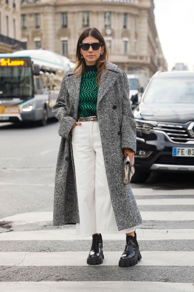 Street Style: Chunky Platform Boots with Wide-Leg Pants — Black Boots Outfits