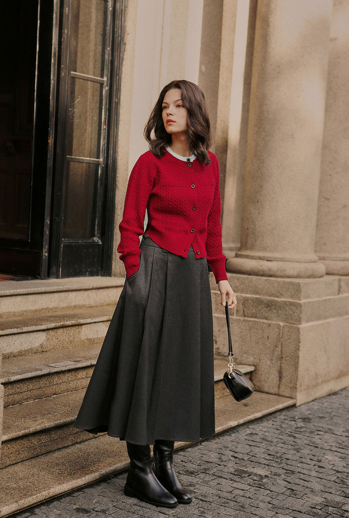 Vibrant Red Cardigan for a Casual Winter Pop Vibrant Red Cardigan for a Casual Winter Pop — Winter Outfits for Petite Women