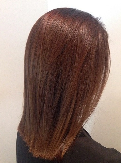 Sleek Bob In Medium Brown Auburn — Chestnut Brown Hair