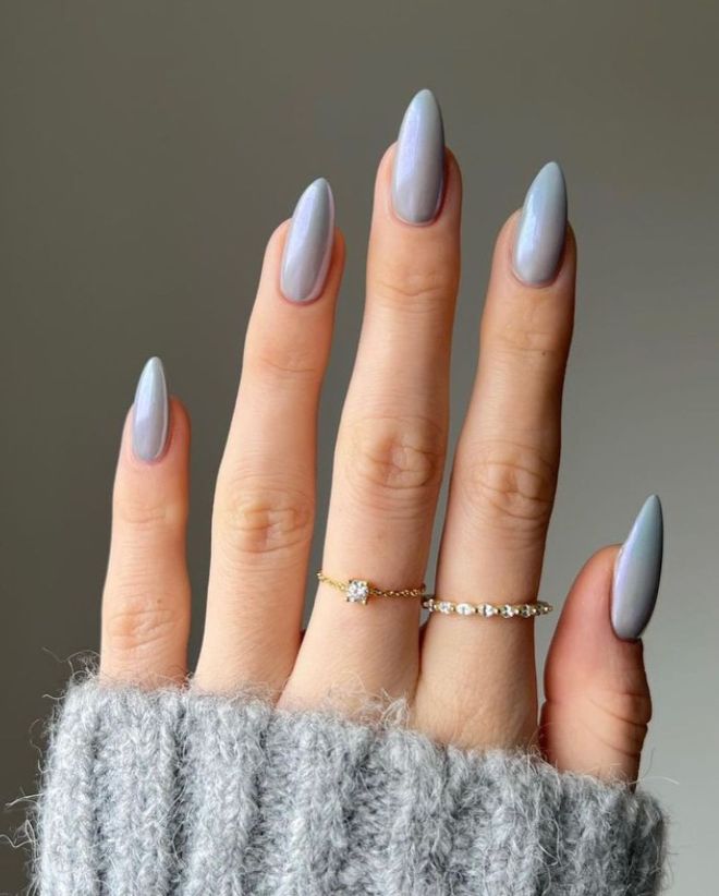 Pale Grey Pearlescent Shimmer Pale Grey Pearlescent Shimmer — Winter Acrylic Nail Colors