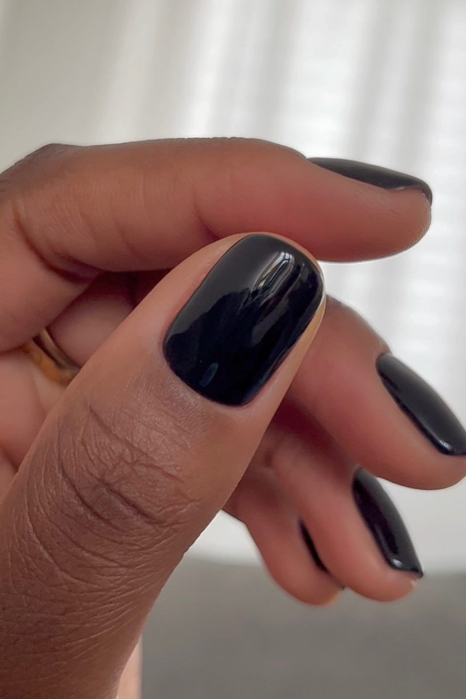 Short Square Deep Black Glossy Nails Short Square Deep Black Glossy Nails — Winter Nail Colors for Women Over 60