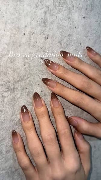 Brown Glitter Ombre Stiletto Nails Brown Glitter Ombre Stiletto Nails — brown nail designs