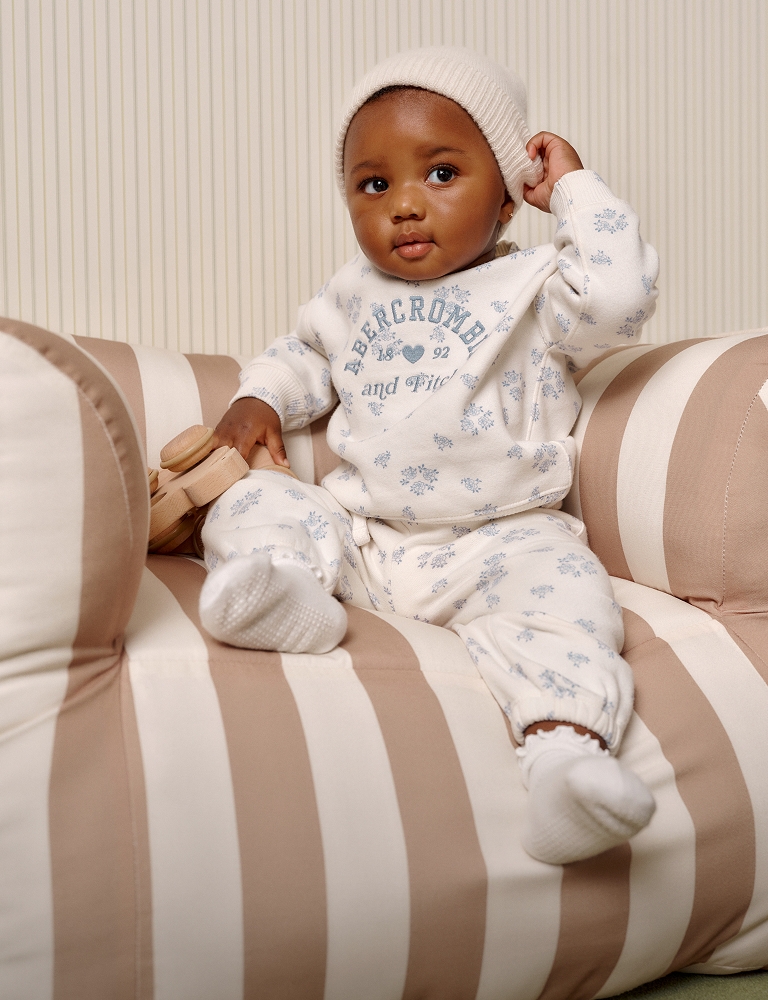 Cream Knit Two-Piece Set with Blue Floral Pattern Cream Knit Two-Piece Set with Blue Floral Pattern — Winter Outfits for Kids