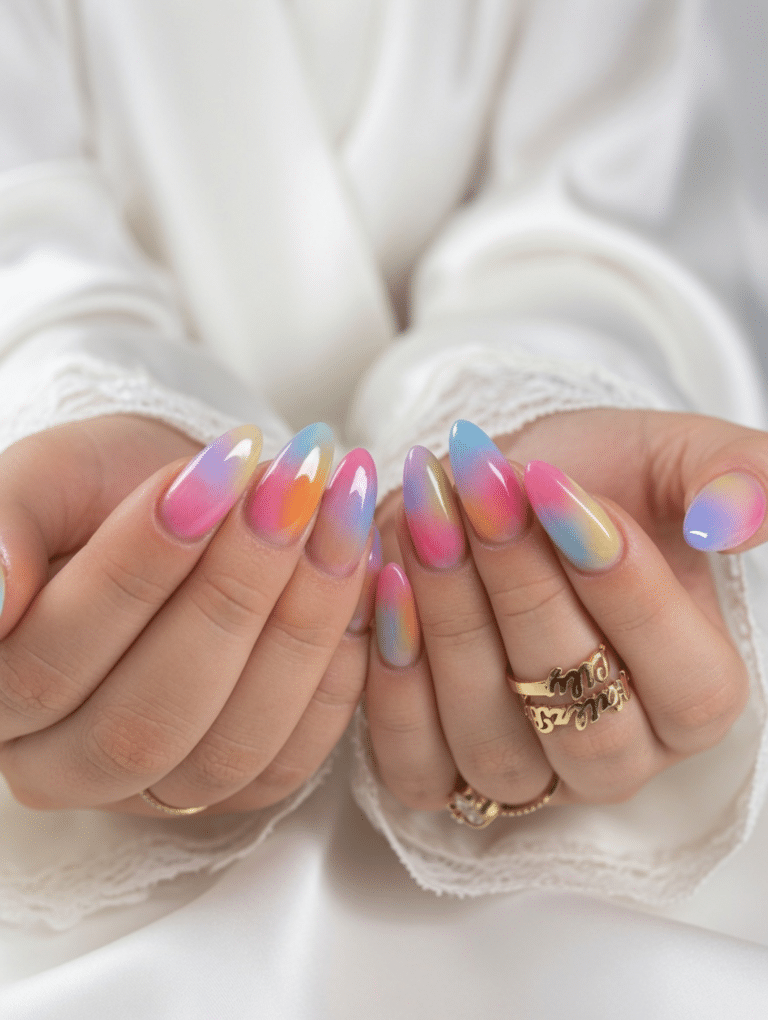 Vibrant Pastel Gradient Almonds Vibrant Pastel Gradient Almonds — almond nail designs