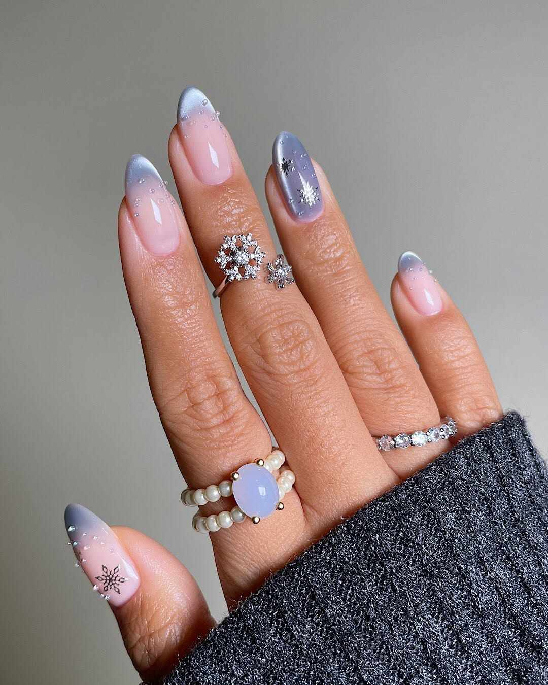 Glossy With Subtle Shimmer Visual Idea — Winter French Tip Nails