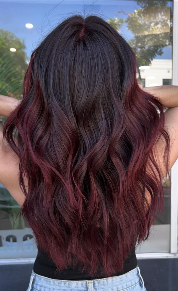 Dark Base To Deep Red Ends Dark Base To Deep Red Ends — Winter Red Hair Colors