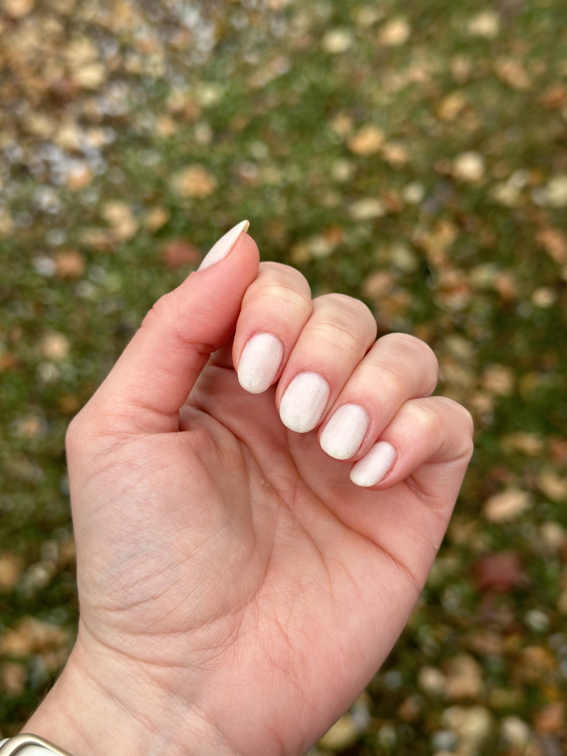 Nude Base White French Line Art Nude Base White French Line Art — Winter White Nails