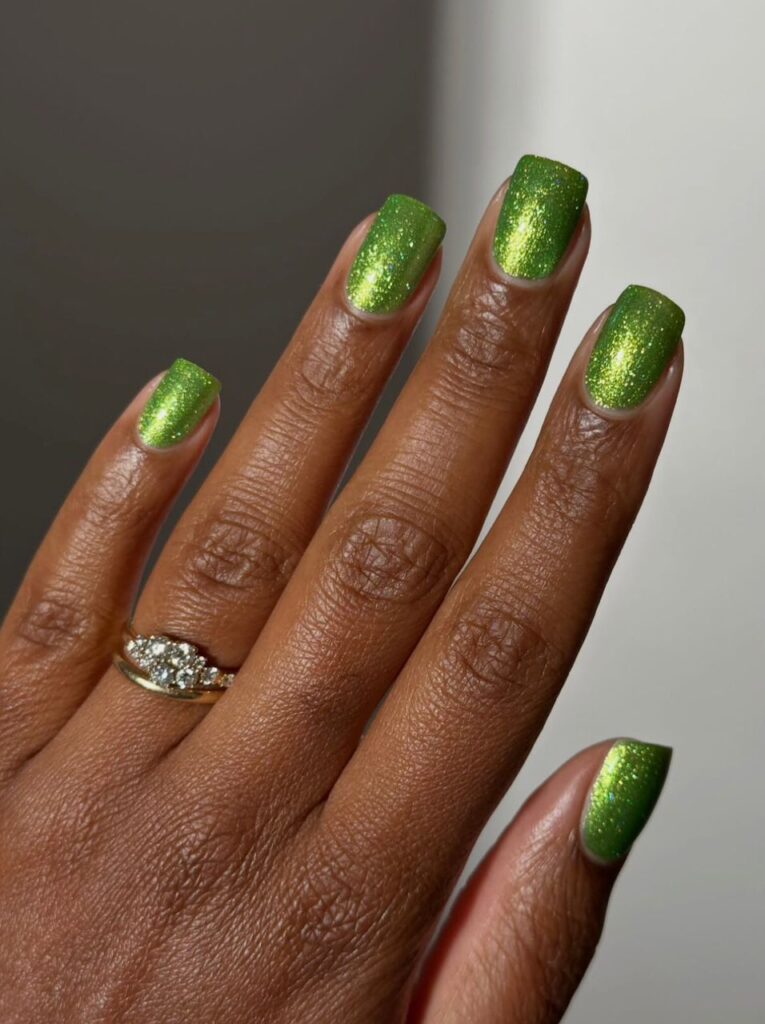 Lime Green Glitter Square Nails Lime Green Glitter Square Nails — green nail designs