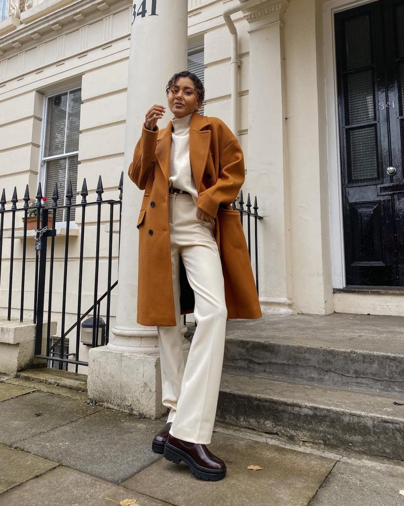 Sophisticated Camel Coat Over Cream Wide-Leg Pants — Nashville Winter Outfits