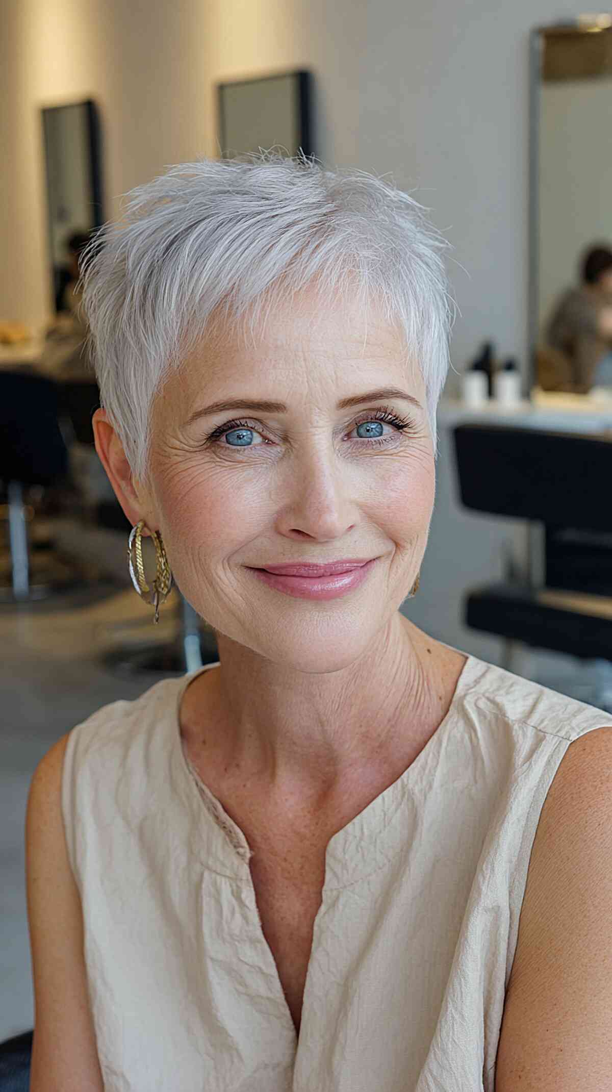 Lifted Textured Silver Pixie Lifted Textured Silver Pixie — Winter Haircuts for Gray Hair