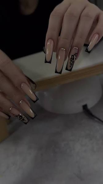 Medium Almond Black with White French Tips Medium Almond Black with White French Tips — black nail ideas