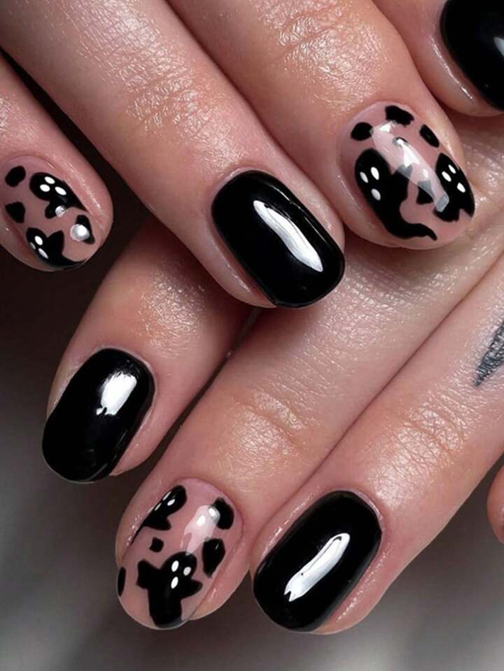 Sheer Pink Ghost Shapes Sheer Pink Ghost Shapes — short nail designs