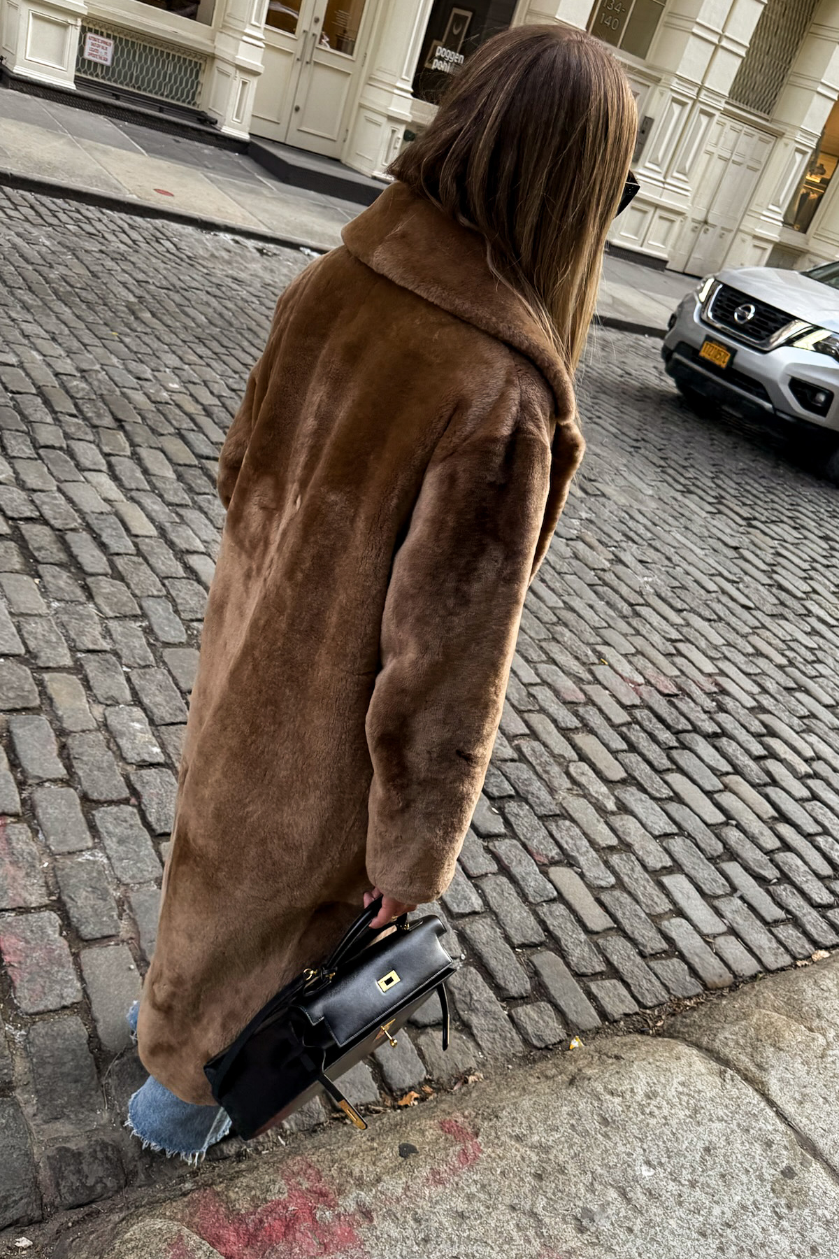 Chic Street Style with a Long Brown Faux Fur Coat — NYC Winter Outfits