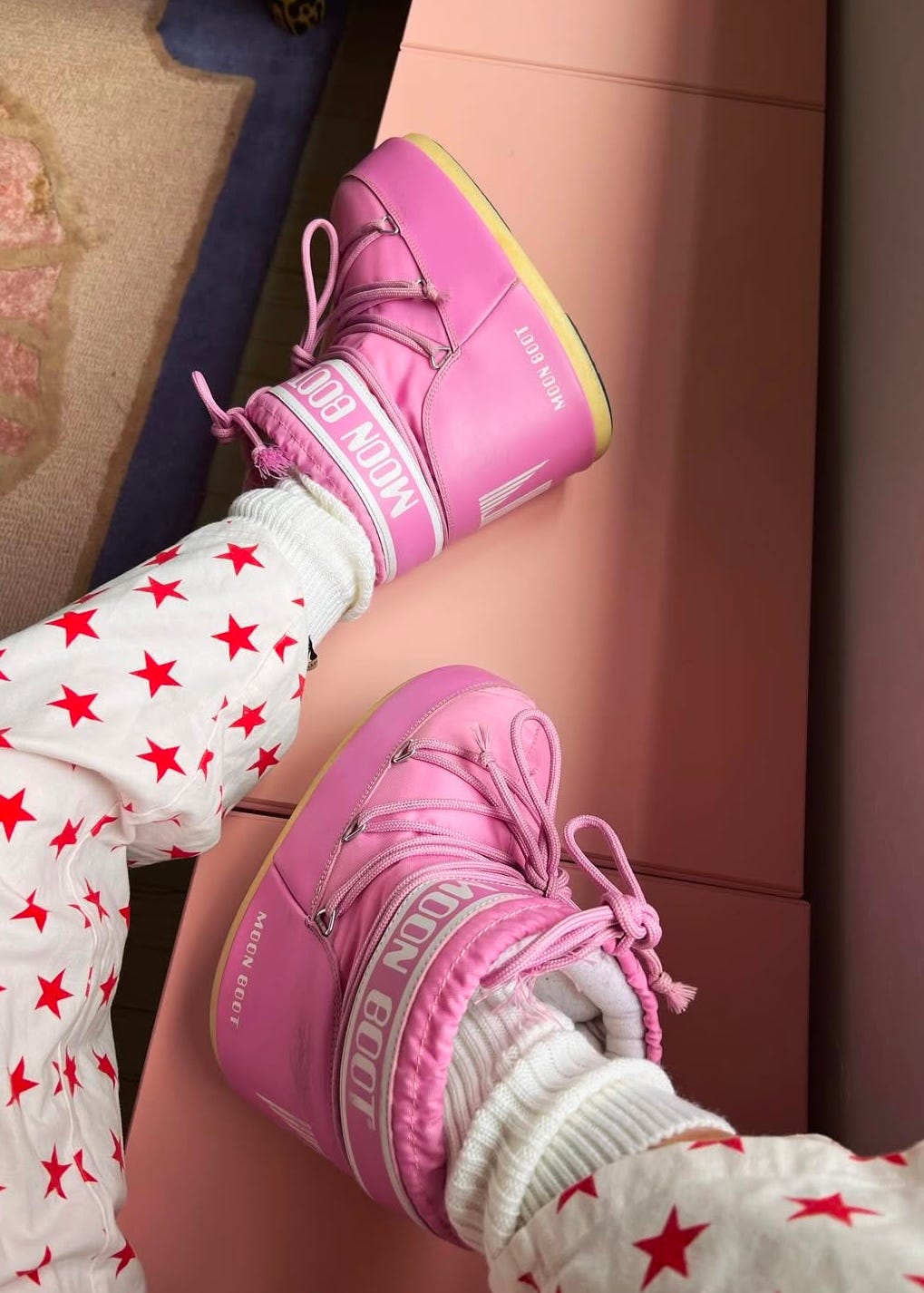 Playful Pop with Pink Moon Boots Playful Pop with Pink Moon Boots — Moon Boots Outfits