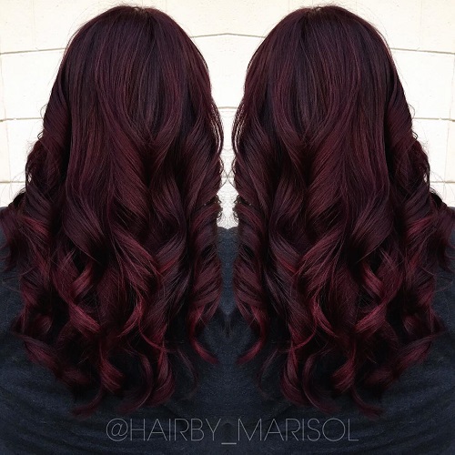 Deep Mahogany Base with Loose Waves Deep Mahogany Base with Loose Waves — Mahogany Hair Color