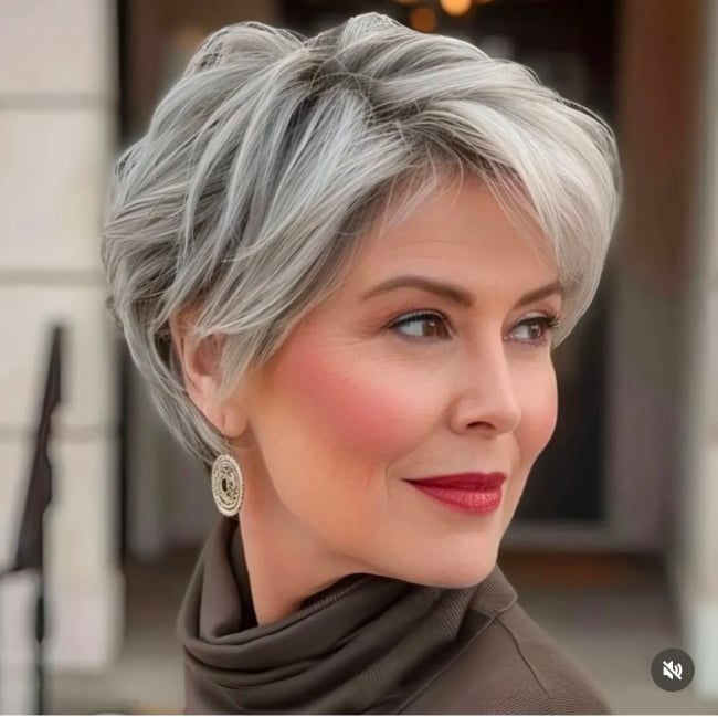 Textured Silver-Grey Pixie Textured Silver-Grey Pixie — Winter Hair Colors for Plus Size Women