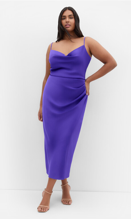 Elegant Royal Purple Satin Slip Dress for Evening Glamour Royal Purple Outfits
