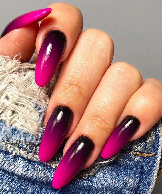 Vibrant Pink to Purple Ombre Coffin Nails Vibrant Pink to Purple Ombre Coffin Nails — Winter Ombre Nails