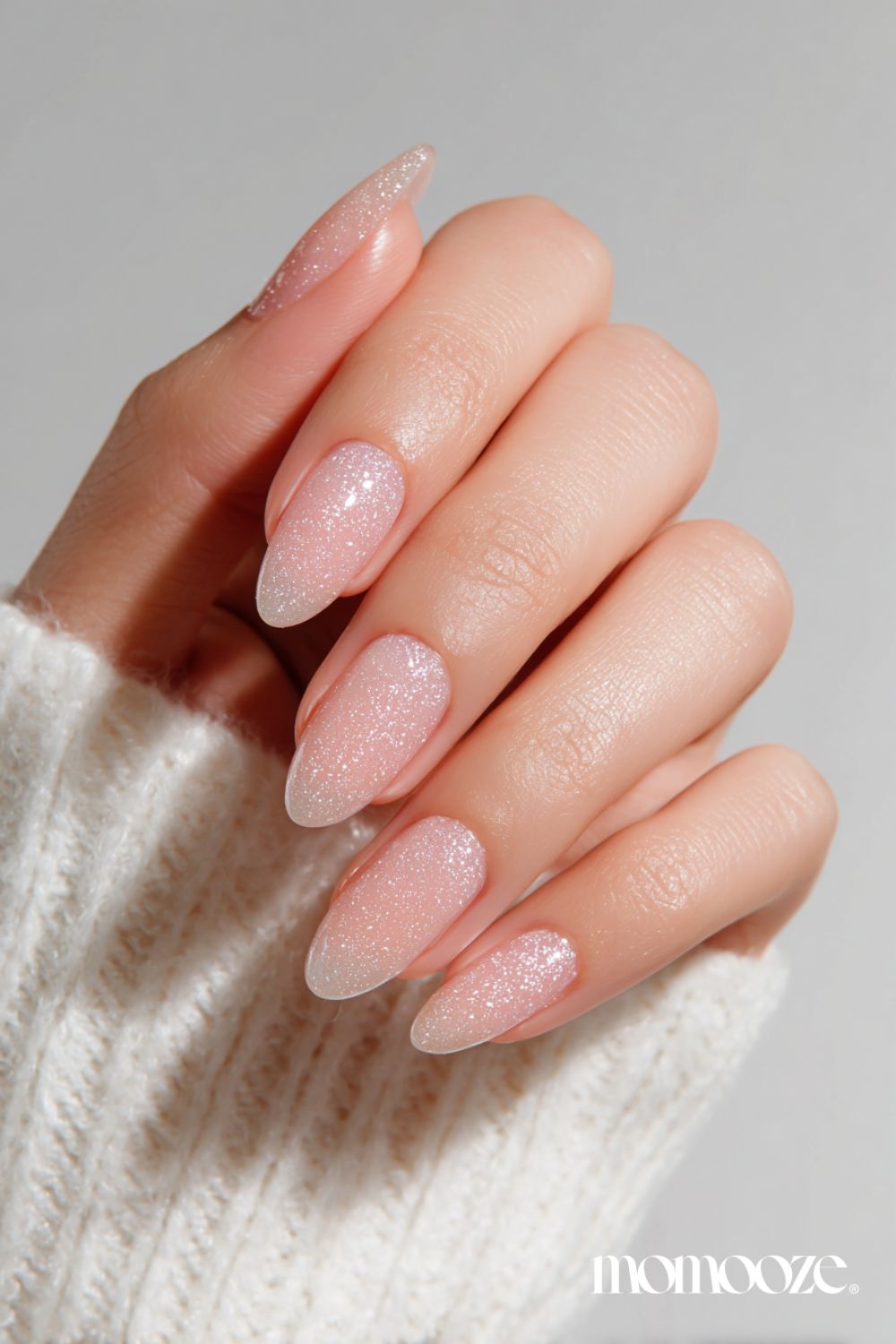 Shimmering Pale Pink Fine Glitter Nails Shimmering Pale Pink Fine Glitter Nails — Winter Pink Nails
