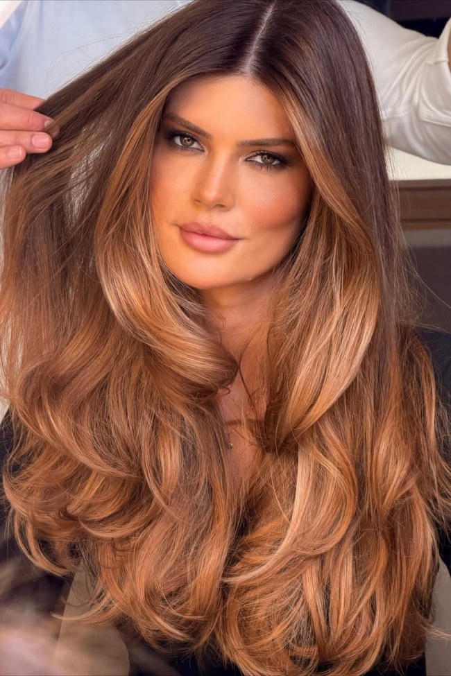 Cinnamon Brown With Face-Framing Balayage — Cinnamon Brown Hair