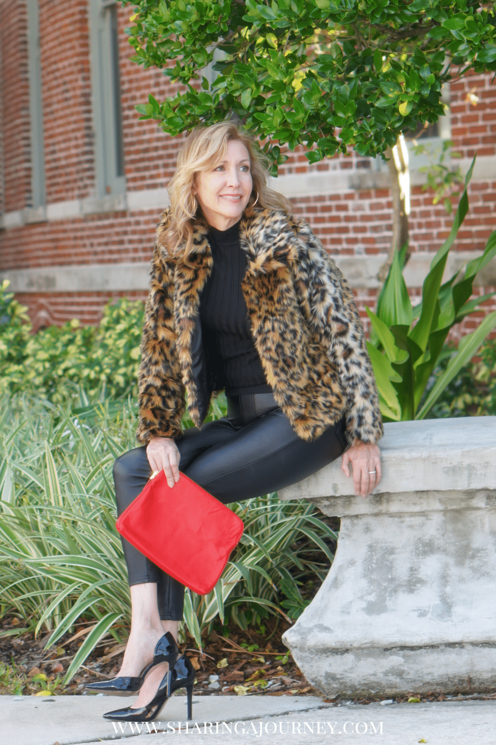 Bold Evening Glamour: Leopard Faux Fur with Leather Winter Outfits for Women Over 50